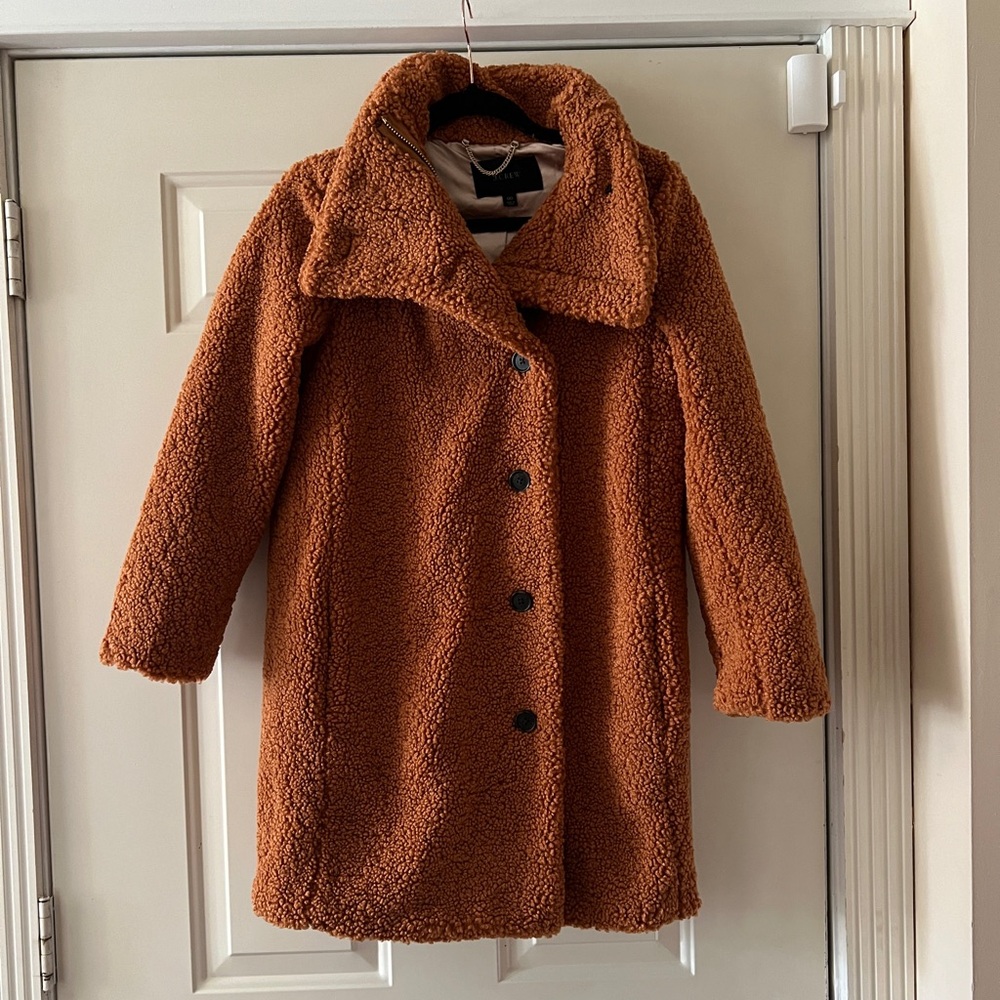 J Crew Villa Coat in Teddy Sherpa Adobe Clay 00